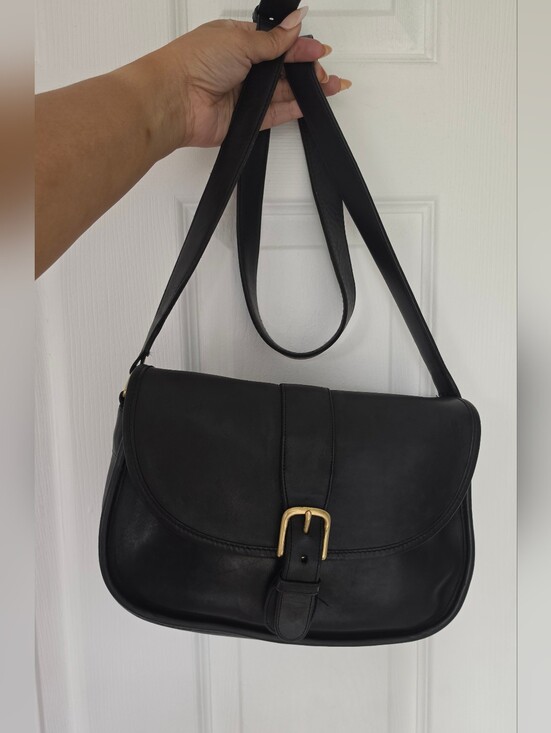 Vintage Coach 5279 Kensington Bag Briefcase Black Leather  Coach Vintage KENSINGTON Black Leather Bag with Gold Buckle Accent